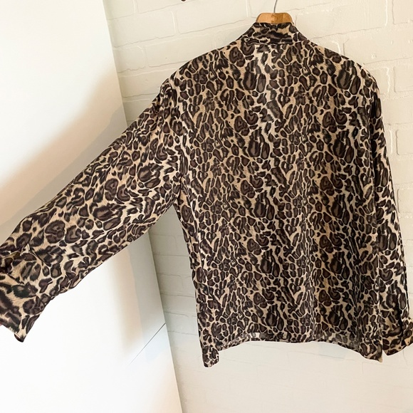Insane Vintage Animal print blouse Double breasted Mobwife Earthy tones 16W - Picture 8 of 9